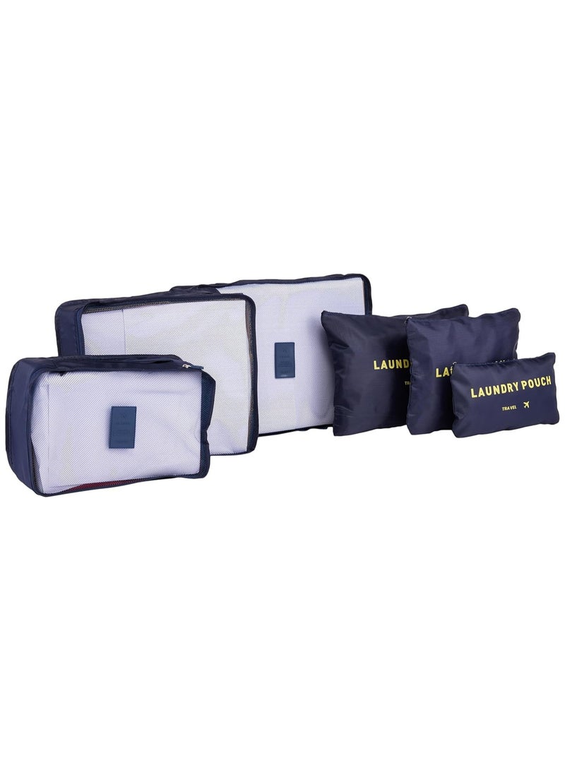 SKY-TOUCH SKY-TOUCH 6pcs Set Travel Luggage Organizer Packing Cubes Set Storage Bag Waterproof Laundry Bag Traveling Accessories - Blue,Travel Bag - Image 1