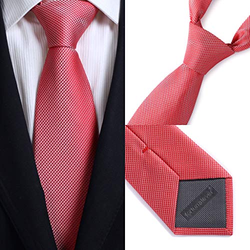 fortunatever Christmas Mens Handmade Neckties,Red Solid Ties With Pocket Square+Gift Box(58”*3.35”) - Image 3