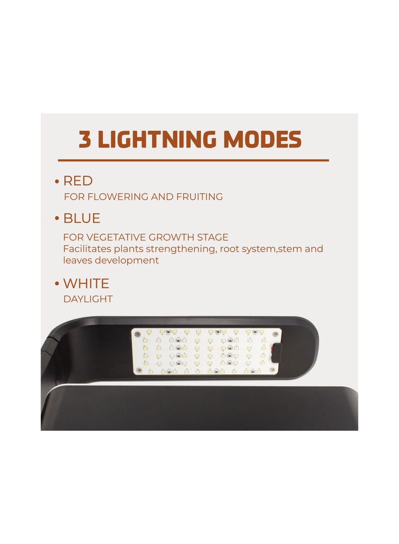 WMC TOOLS Hydroponic Growing System with LED Grow Light 60 LEDs 15W 3 Pods Water Circulation Adjustable Height 15–23cm for Indoor Gardening - Image 4