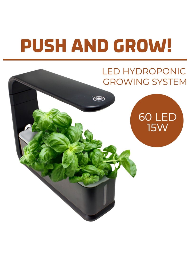 WMC TOOLS Hydroponic Growing System with LED Grow Light 60 LEDs 15W 3 Pods Water Circulation Adjustable Height 15–23cm for Indoor Gardening - Image 1