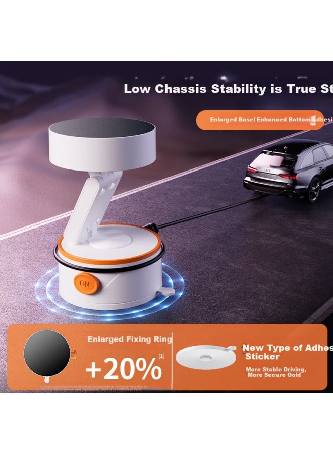 Lingchen [New Model] Car Phone Holder, Vacuum Magnetic Suction Mount, Suction Cup Car Dashboard Navigation Stand, Desktop Fixed Binge-Watching Support Bracket, Black And Orange - Image 2