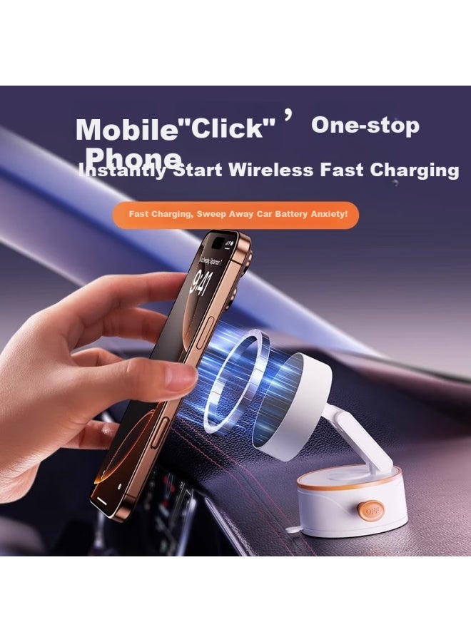 Lingchen [New Model] Car Phone Holder, Vacuum Magnetic Suction Mount, Suction Cup Car Dashboard Navigation Stand, Desktop Fixed Binge-Watching Support Bracket, Black And Orange - Image 3