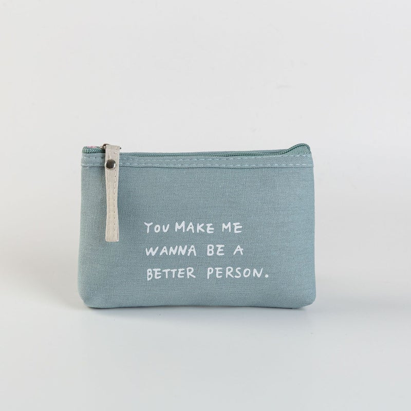 Multifunctional Canvas Card Bag Key Bag Mobile Phone Bag Toiletry Bag Makeup Storage Bag Letters Fabric Zipper Coin Purse - Image 4