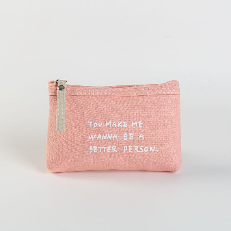 Multifunctional Canvas Card Bag Key Bag Mobile Phone Bag Toiletry Bag Makeup Storage Bag Letters Fabric Zipper Coin Purse - Image 1