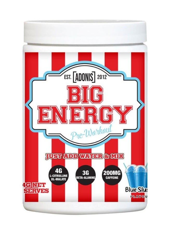 آدونیس مسحوق ما قبل التمرين "بيج إنرجي" - بنكهة بلو سلاشي، ٣٠ حصة | تركيبة طاقة فائقة، تركيز، وقدرة على التحمل