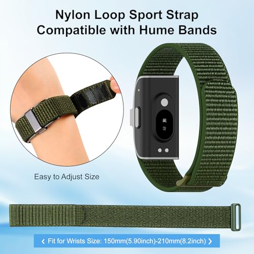 Vigamen Nylon Loop Sport Hume Band Replacement Strap Compatible with Hume Band,Adjustable Soft Wrist Bands for Women Men,Breathable Wristband for Hume Health Band Fitness Tracker,ArmyGreen - Image 4