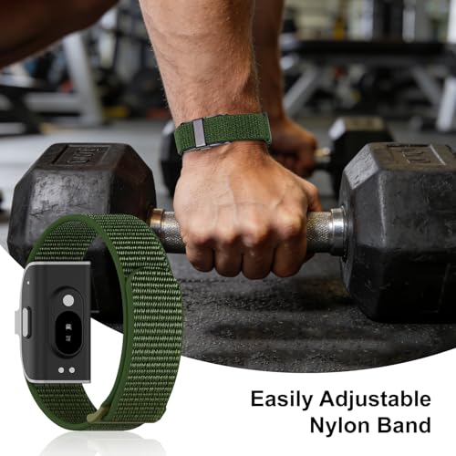 Vigamen Nylon Loop Sport Hume Band Replacement Strap Compatible with Hume Band,Adjustable Soft Wrist Bands for Women Men,Breathable Wristband for Hume Health Band Fitness Tracker,ArmyGreen - Image 5