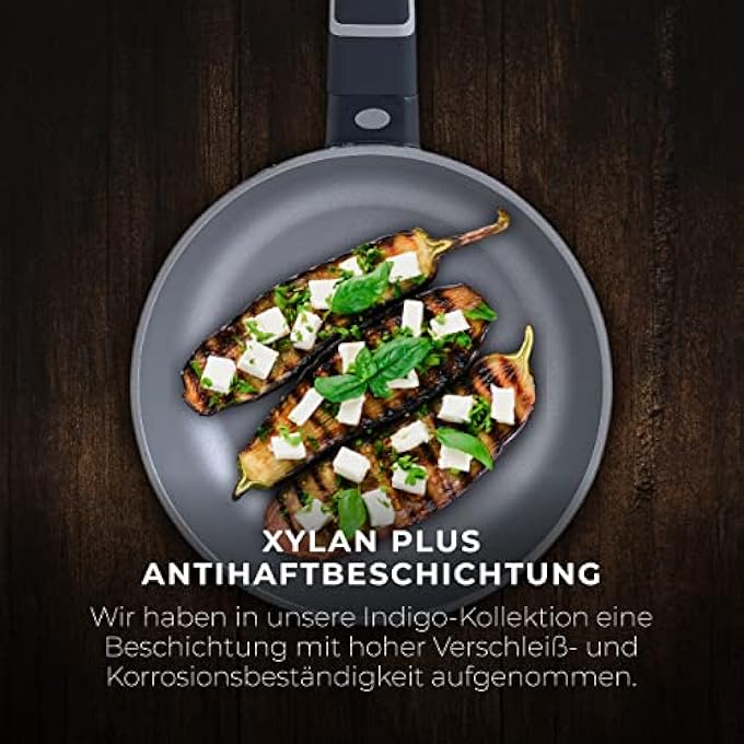 MasterPro Indigo Set Of 2 Frying Pans 20 And 26 Cm Cast Aluminium NonStick Coating Suitable For All Hob Types Black - Image 3