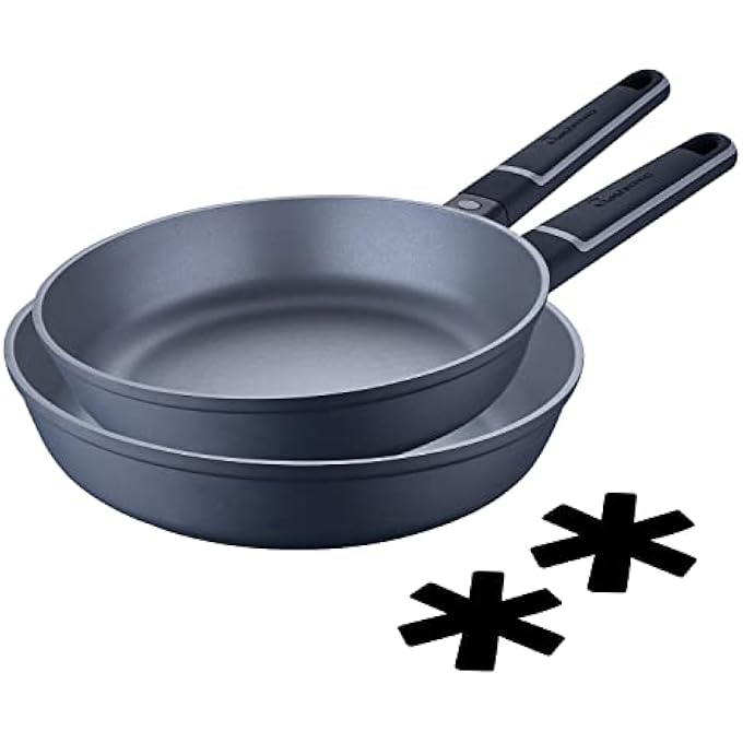 MasterPro Indigo Set Of 2 Frying Pans 20 And 26 Cm Cast Aluminium NonStick Coating Suitable For All Hob Types Black - Image 1
