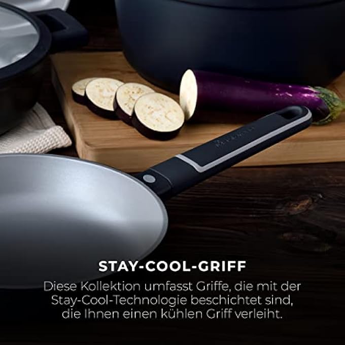 MasterPro Indigo Set Of 2 Frying Pans 20 And 26 Cm Cast Aluminium NonStick Coating Suitable For All Hob Types Black - Image 5