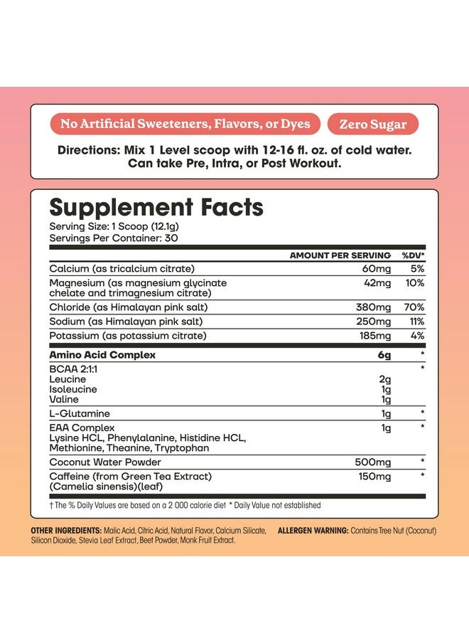 Fit & Lean - Fit&Lean Amino Hydration Plus Energy, Naturally Sweetened Pre Workout Powder, 6g Vegan Amino Acids, EAA, BCAA, Glutamine, Electrolytes & Natural Caffeine, Pink Lemonade, 30 Servings - Image 1