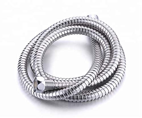 MLD Flow of Water Silver Stainless Steel 1 Meter Flexible Shower Tube (Chrome Finish) - Image 1