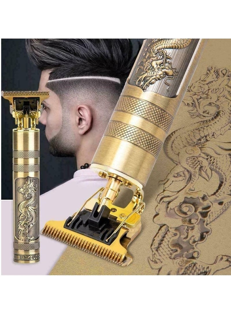 T9 Trimmer for Men Hair Zero Gapped Clipper Professional Cordless Haircut Electric USB Charging Beard Trimmer for Men Wireless Rechargeable Personal Hair Men Grooming Beard Liner, Gold - Image 1