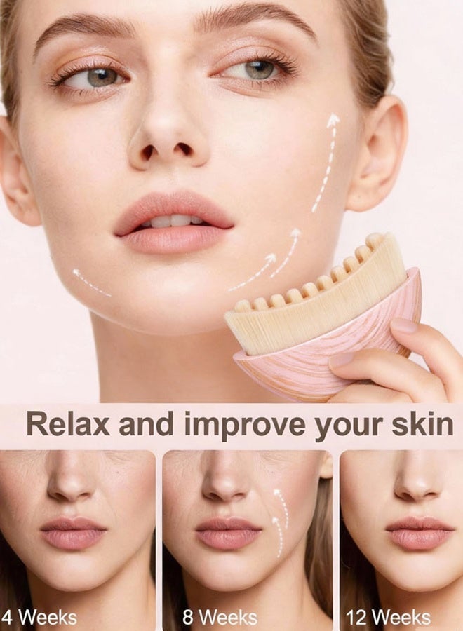 الملفات الليمفاوية الوجه والجسم فرشاة جافة فرشاة الوجه للذكنة والفك الملفات الدقيقة تناسب تخفيف الجلد تدليك الصرف الليمفاوي - Image 5