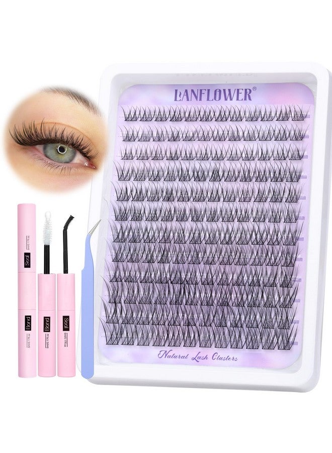 LANFLOWER Natural Lash Clusters Kit Wispy Lash Extension Kit Waterproof Lash Clusters C Curl Cluster Eyelash Extensions Kit 144pcs Individual Lashes 10-16mm Eyelash Extension Kit by Lanflower - Image 1