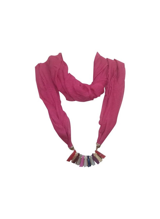 JMP Fashion Pendant Scarf Necklace Stole Dupatta Stoles Muffler Wrap Scarves for Women and Girls(Pink) - Image 1