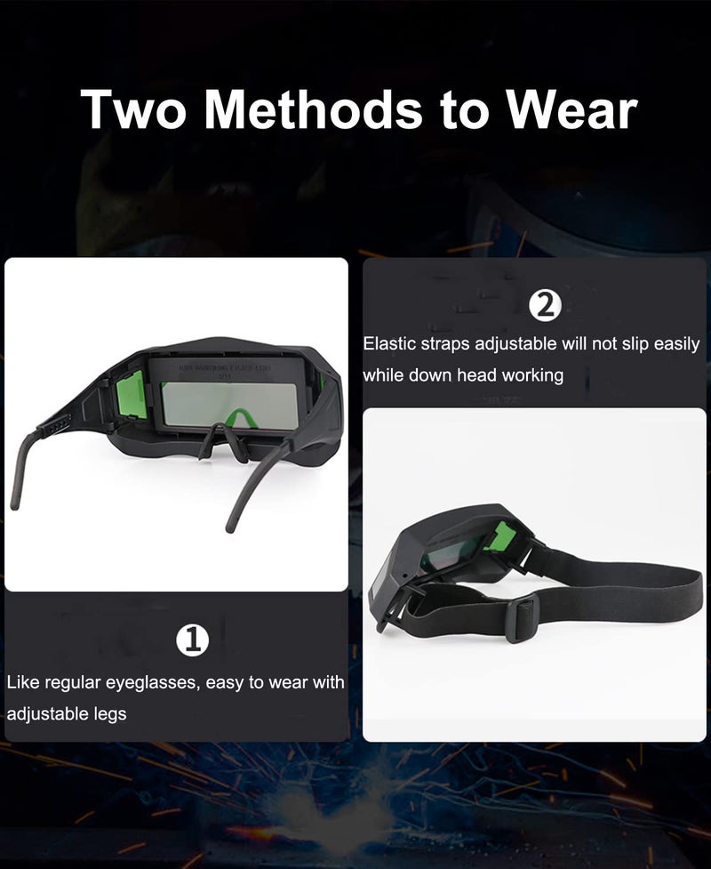 Holiberty Panoramic View Welding Glasses Solar Powered Auto Darkening Welding Lens Welder Safety Eye Protection Goggles with 2 Senisors Wide Shade Adjustable Weld Eyewear Hood Mask Helmet Tool Accessories - Image 4