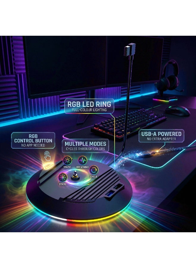 سايتاك حامل وحدة تحكم عمودي من سايتاكي بإضاءة RGB سفلية، موزع USB مزدوج، إصدار رقمي للقرص - Image 3