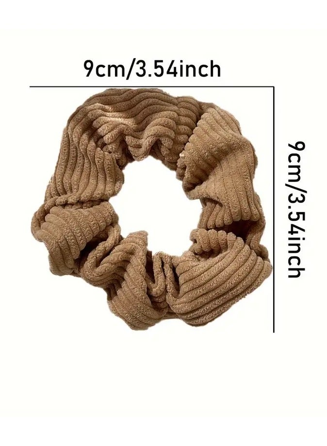 Ucanbe 7pcs Women's Plush Hair Scrunchies in Coffee Tones - Soft Teddy Fleece, Cute & Sweet Style, Solid Color Elastic Bands for Autumn & Winter - Elegant, Lightweight Hair Accessories, Scrunchies for Hair  - Image 2