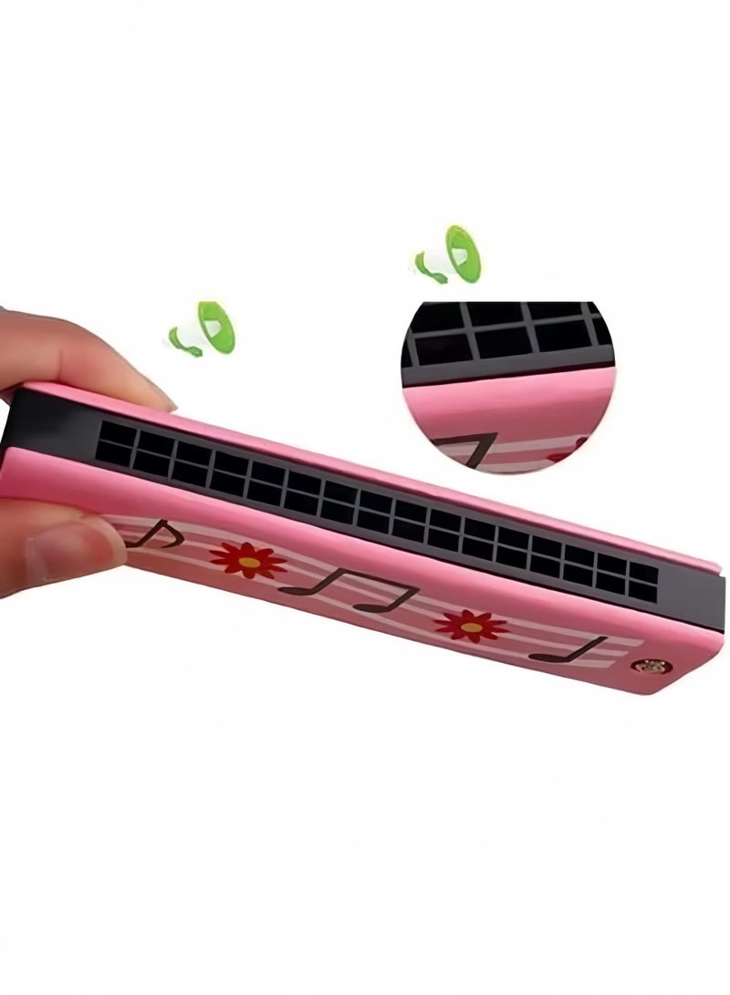 تشو داي لعبة هارمونيكا خشبية مطلية، هارمونيكا بـ 16 فتحة، لعبة تعليمية للأطفال، هدية (ألوان عشوائية) - Image 4