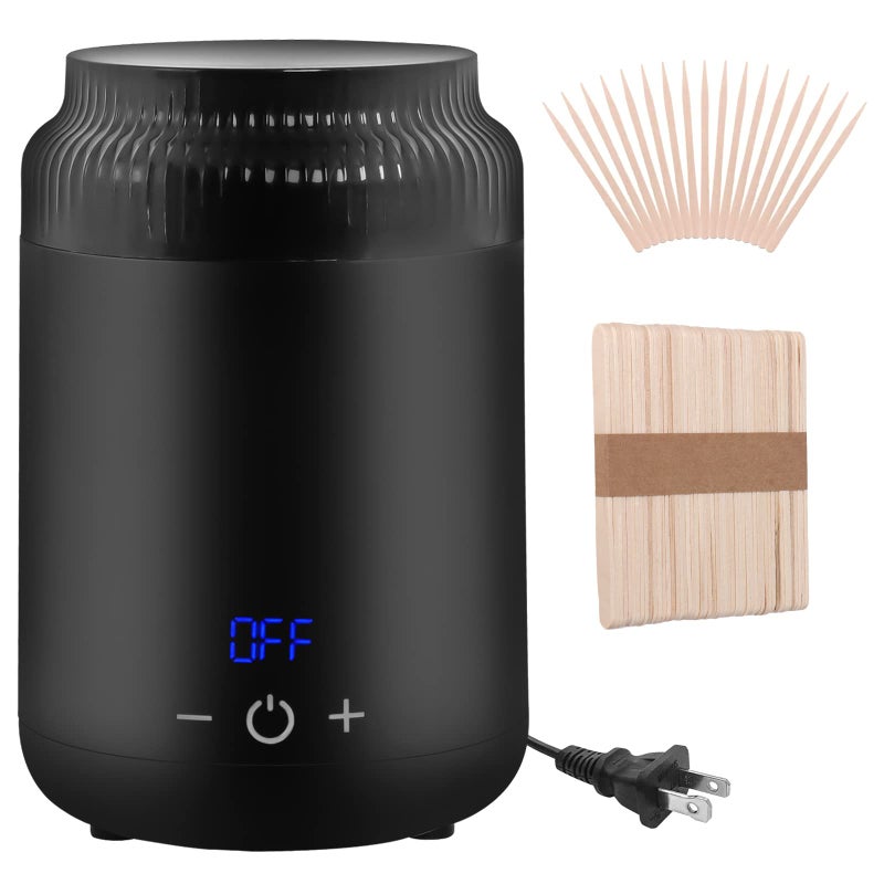 Podoy Mini Wax Pot Warmer for Hair Removal Small Portable Travel Wax Melt Heater Machine Digital Display for SPA Salon Brow Body Nose Upper Lip Hair Waxing with 100 Waxing Sticks
