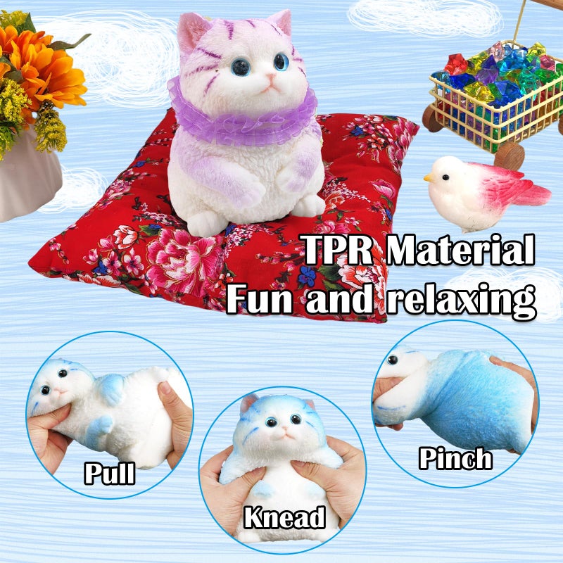 QOUXZ Big Hand Painted Cat Squishy Toys Large Cute Ultra Soft Kitty Squeeze Fidget Toys For Stress Relief  Kawaii Squishies Sticky Animal Toys For Adults Kids Decompression Sensory Balls Toys For Autism - Image 4