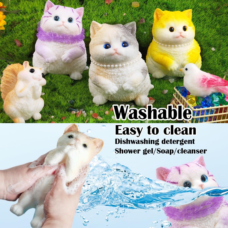 QOUXZ Big Hand Painted Cat Squishy Toys Large Cute Ultra Soft Kitty Squeeze Fidget Toys For Stress Relief  Kawaii Squishies Sticky Animal Toys For Adults Kids Decompression Sensory Balls Toys For Autism - Image 3