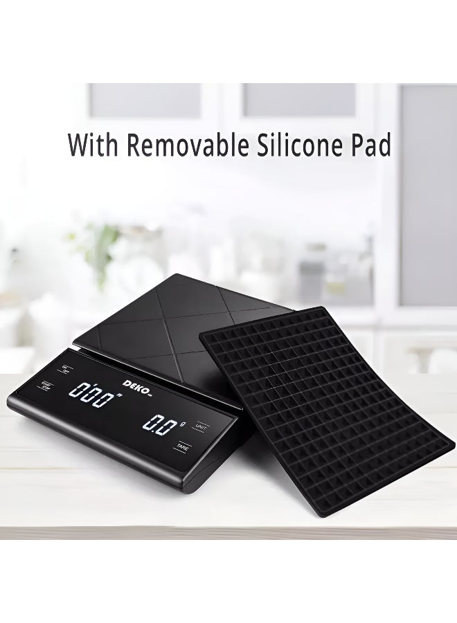 ARABIQO Digital Coffee Scale with Timer – 3kg/0.1g Precision, Espresso Drip Pour Over Scale with Backlit LED Display, USB Rechargeable, Tare Function – Ideal for Baristas & Home Brewing (Black) - Image 4