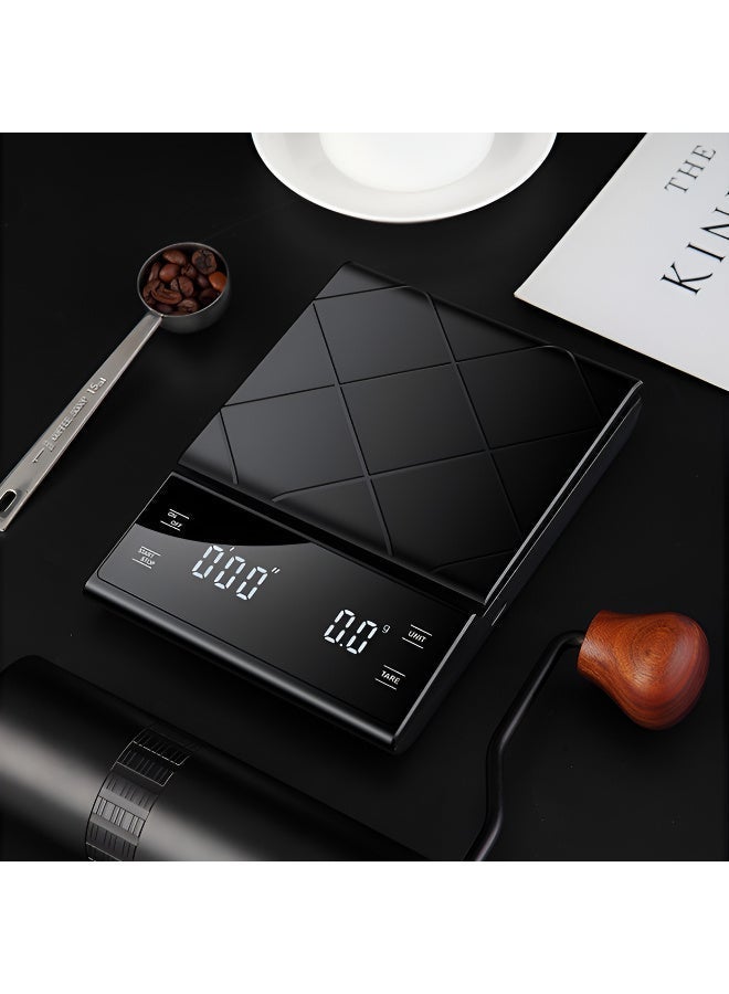 ARABIQO Digital Coffee Scale with Timer – 3kg/0.1g Precision, Espresso Drip Pour Over Scale with Backlit LED Display, USB Rechargeable, Tare Function – Ideal for Baristas & Home Brewing (Black) - Image 4