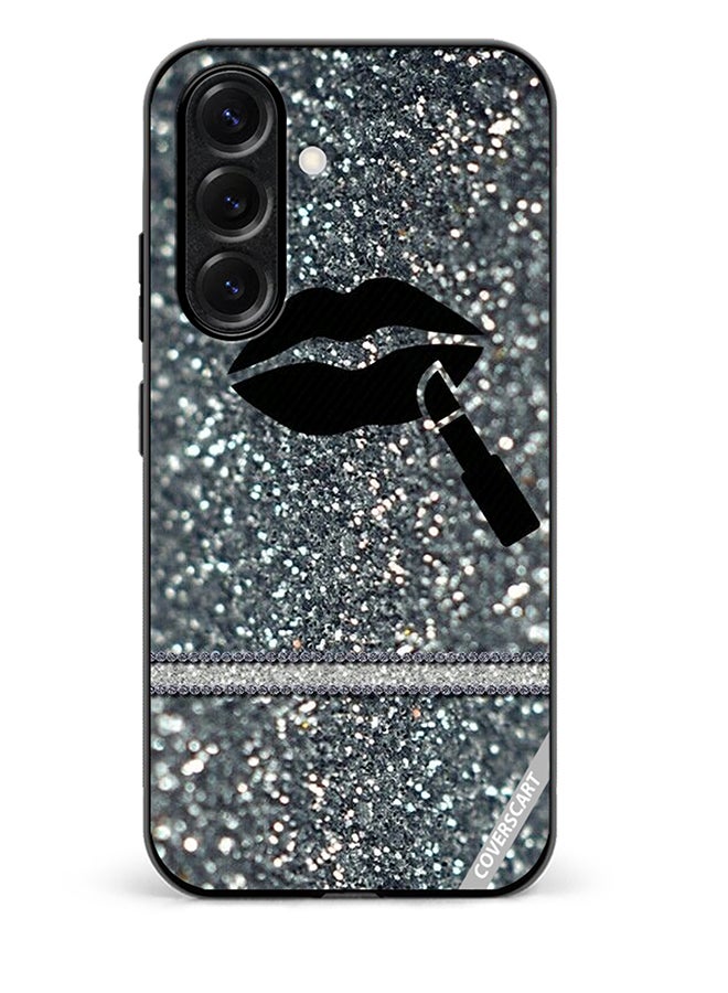 VR CREATIVE Protective Case Cover For Samsung Galaxy A56 Lipstick On Silver Glitter Design Multicolour