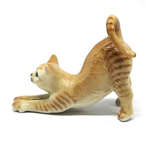ZOOCRAFT Miniature Collectible Ceramic Brown Cute Cat Figurine Dollhouse Handmade - Image 5