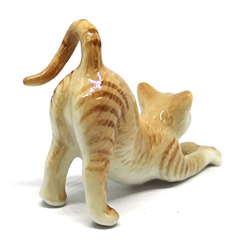 ZOOCRAFT Miniature Collectible Ceramic Brown Cute Cat Figurine Dollhouse Handmade - Image 3