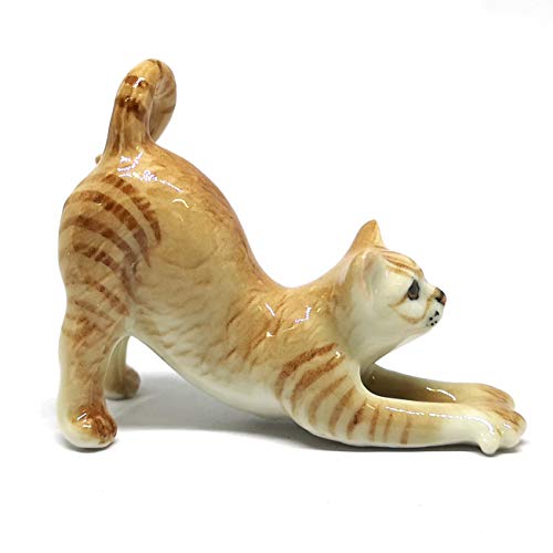 ZOOCRAFT Miniature Collectible Ceramic Brown Cute Cat Figurine Dollhouse Handmade - Image 2