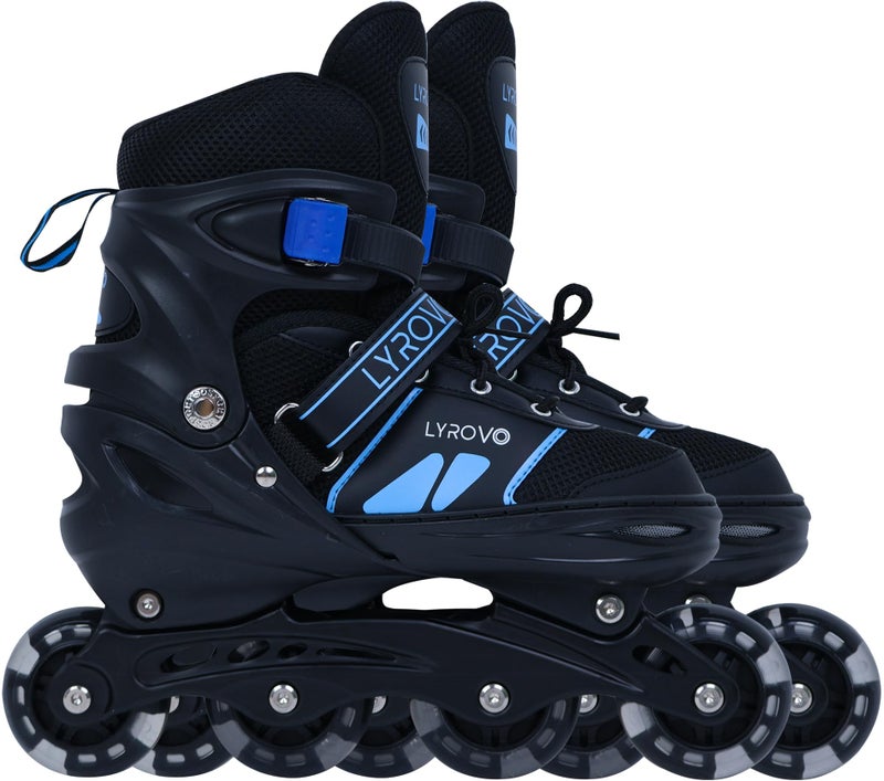 Lyrovo Kids Aluminium Inline Skates Shoes (S, Blue) - Image 1