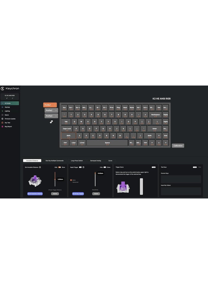 Keychron Keychron K2 HE 75% Wireless Mechanical Keyboard – 84-Key Compact Layout, Hall-Effect Magnetic Switches, Tri-Mode (2.4GHz / Bluetooth 5.1 / USB-C Wired), Hot-Swappable, Arabic–English Layout, South-Facing RGB  - Image 3
