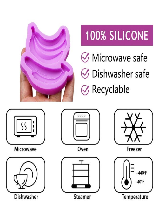 acvcatto 3D Banana Silicone Mold, Fruit Cake Decorating Fondant Molds, for Cupcake Toopers Kitchen Baking Bread Biscuit Making Mousse Almond Sugar Plaster Clay Resin, 4-Piece Set - Image 3