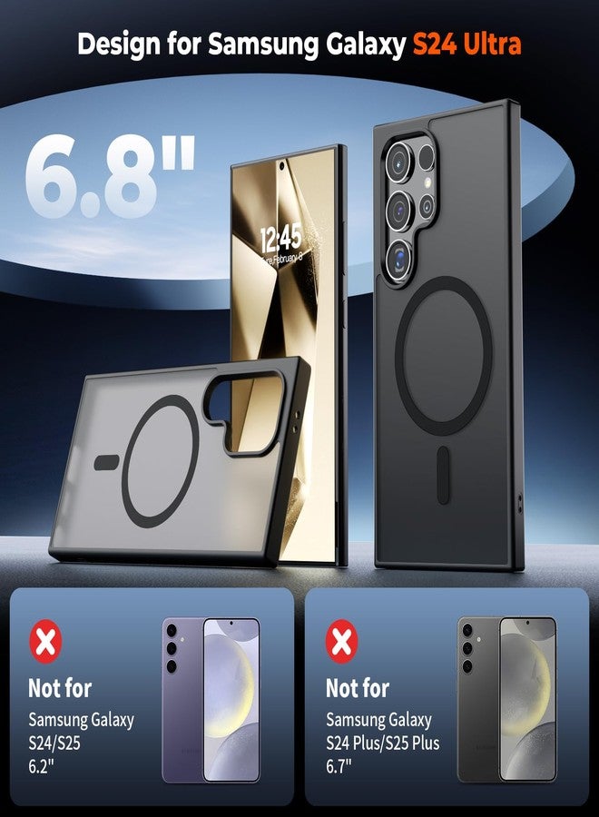 SUPFINE Magnetic for Samsung Galaxy S24 Ultra Case(Compatible with MagSafe) (Military Grade Drop Protection) Slim Translucent Shockproof Phone Case,Black - Image 2