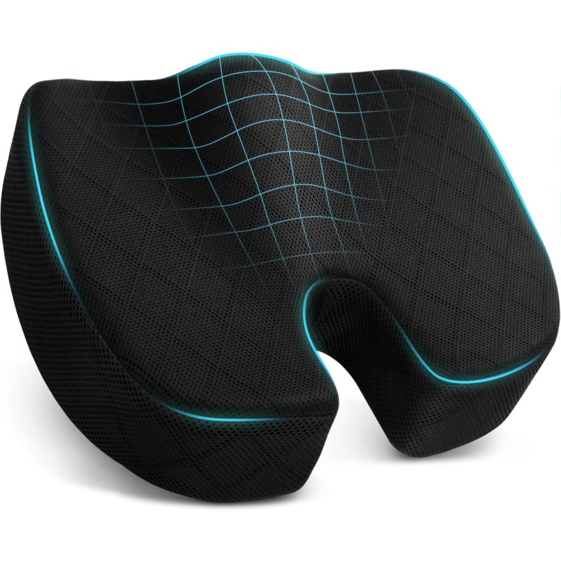 TushGuard Seat Cushion, Office Chair Cushions, Car Seat Cushion, Non-Slip Sciatica & Back Coccyx Tailbone Pain Relief Chair Pad for Computer Desk, Wheelchair, Driving (Black, X-Large) - Image 1