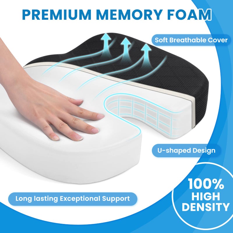 TushGuard Seat Cushion, Office Chair Cushions, Car Seat Cushion, Non-Slip Sciatica & Back Coccyx Tailbone Pain Relief Chair Pad for Computer Desk, Wheelchair, Driving (Black, X-Large) - Image 3