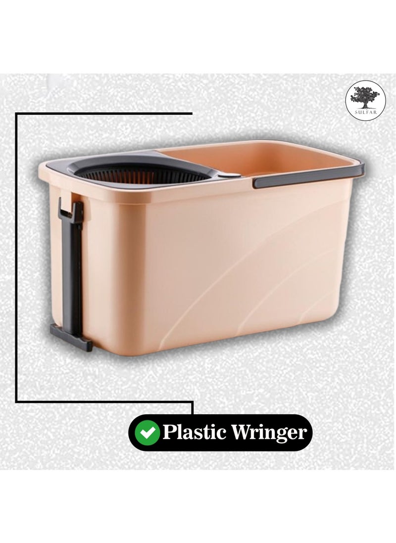 Sulfar Spin Bucket Mop Set with Plastic Wringer and Auto-fold Handle, Peach, (1 Extra Refill) - pzsku/ZFB7EB98D9B0109B96DA0Z/45/_/1733915868/0a54d3c2-4f8f-45f5-9ee7-993aaf8347e0