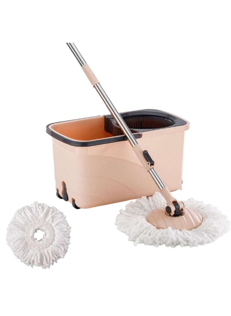Sulfar Spin Bucket Mop Set with Plastic Wringer and Auto-fold Handle, Peach, (1 Extra Refill) - pzsku/ZFB7EB98D9B0109B96DA0Z/45/_/1733915868/30c82017-bdeb-4e50-8147-ba9bac99bbdd