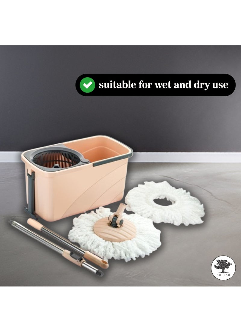 Sulfar Spin Bucket Mop Set with Plastic Wringer and Auto-fold Handle, Peach, (1 Extra Refill) - pzsku/ZFB7EB98D9B0109B96DA0Z/45/_/1733915871/75cd2b6d-23b0-45a2-a773-ac5e0239e2b4