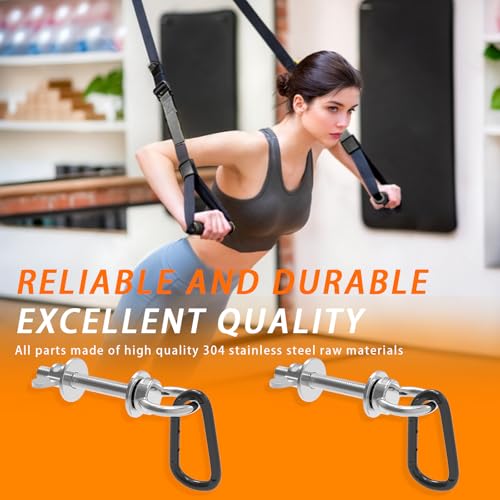 J Bryant Heavy Duty Rack Anchor – Stainless Steel Resistance Band Pegs with Large Carabiner for 5/8" & 1" Power Rack – Multi-Purpose Attachment for Strength Training & Gym Equipment Storage - Image 5