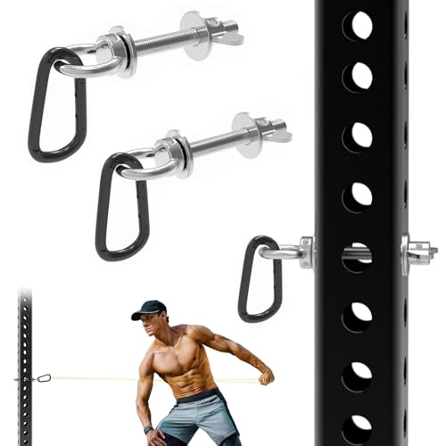 J Bryant Heavy Duty Rack Anchor – Stainless Steel Resistance Band Pegs with Large Carabiner for 5/8" & 1" Power Rack – Multi-Purpose Attachment for Strength Training & Gym Equipment Storage - Image 1