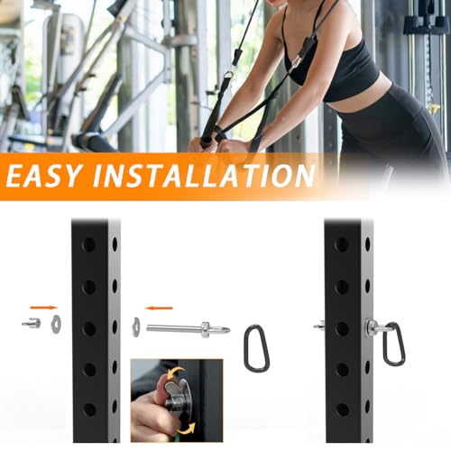 J Bryant Heavy Duty Rack Anchor – Stainless Steel Resistance Band Pegs with Large Carabiner for 5/8" & 1" Power Rack – Multi-Purpose Attachment for Strength Training & Gym Equipment Storage - Image 4
