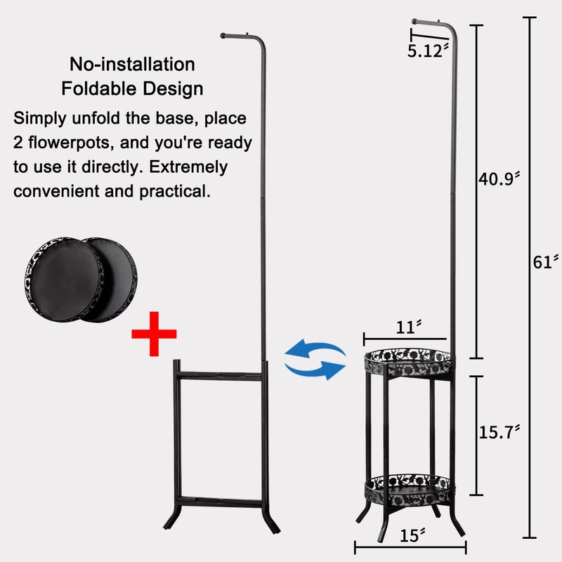 COPREE 2-tier Hanging Plant Stand 2 Pack, Space-Saving Iron Planter Shelves Flower Pot Organizer Rack Multiple Flower Pot Display Holder Shelf Indoor Outdoor Heavy Duty Planter Shelving Unit - Image 3
