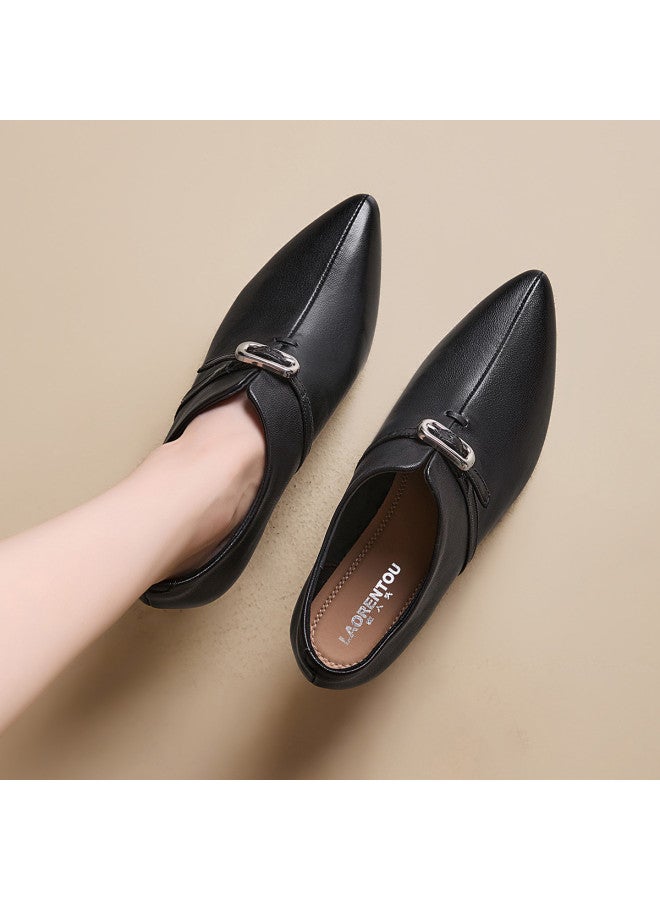 Old Man'S Head Sheepskin】pointed-toe Pumps Women's 2025 Autumn New Genuine Leather Office Shoes Mid-heel Fashion Shoes - Image 3