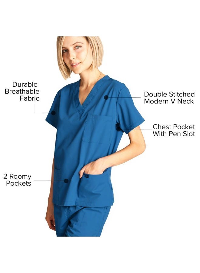 Dagacci Scrubs Medical Uniform Women and Man Scrubs Set Medical Scrubs Top and Pants, Caribbean_, M - Image 5