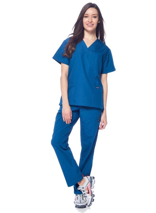Dagacci Scrubs Medical Uniform Women and Man Scrubs Set Medical Scrubs Top and Pants, Caribbean_, M - Image 2