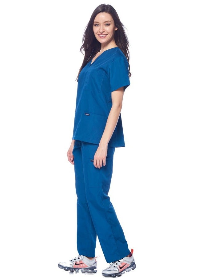 Dagacci Scrubs Medical Uniform Women and Man Scrubs Set Medical Scrubs Top and Pants, Caribbean_, M - Image 3
